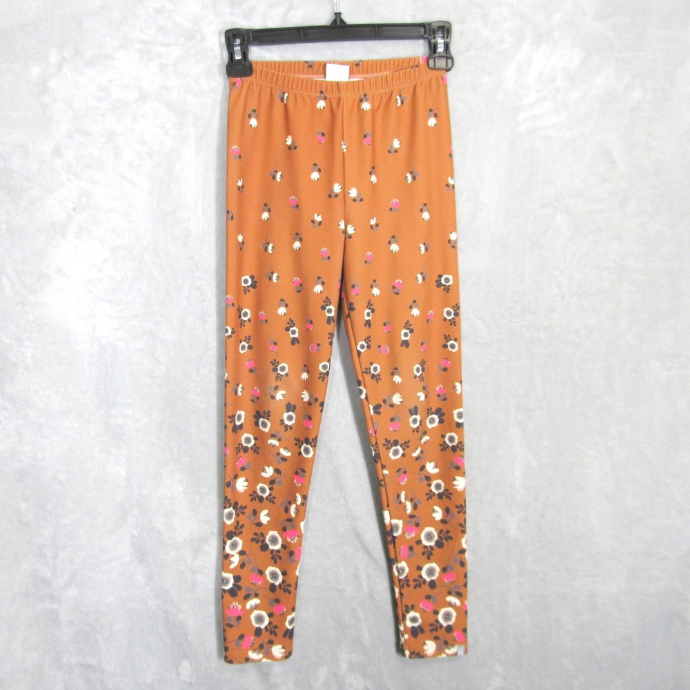 Deux Par Deux Girls Size 12 Brown Floral Print Leggings Pants Stretchy Kids